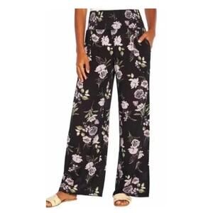 Three Dots Women's Pull On Pants, Navy Floral Small F1